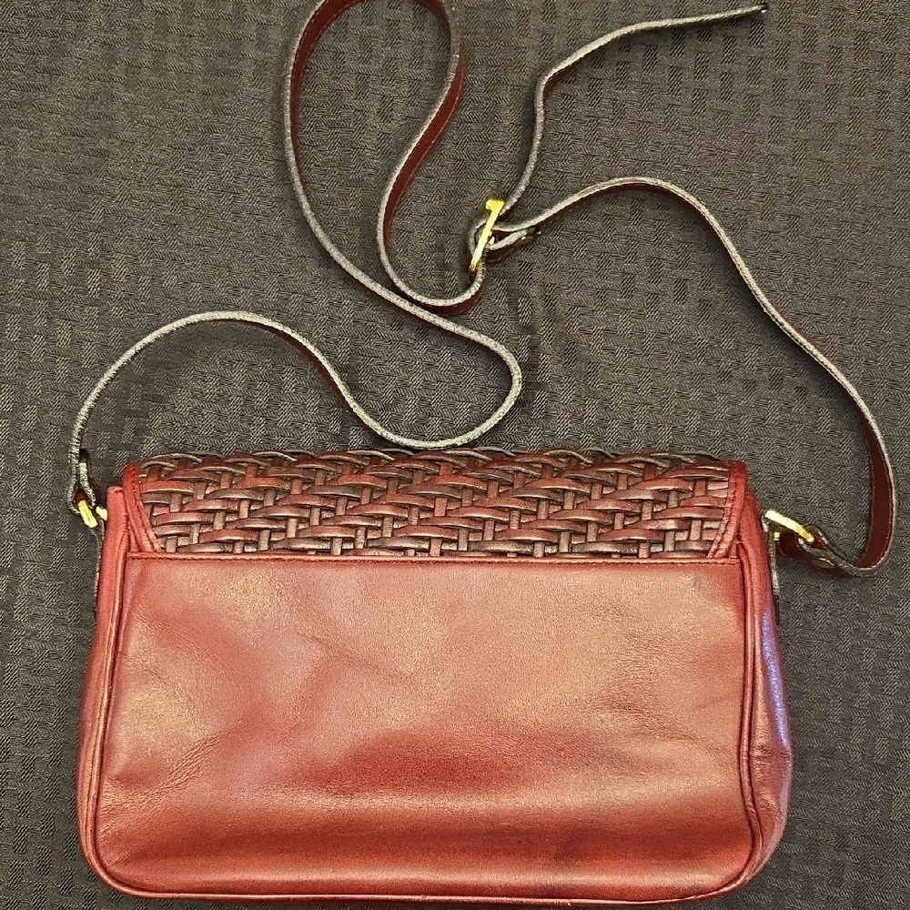 Aigner Burgundy  Woven Leather Crossbody Bag - Picture 2 of 12